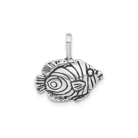 Sterling Silver Fish Pendant with Textured Etched Design, Nautical Coastal Style for Women