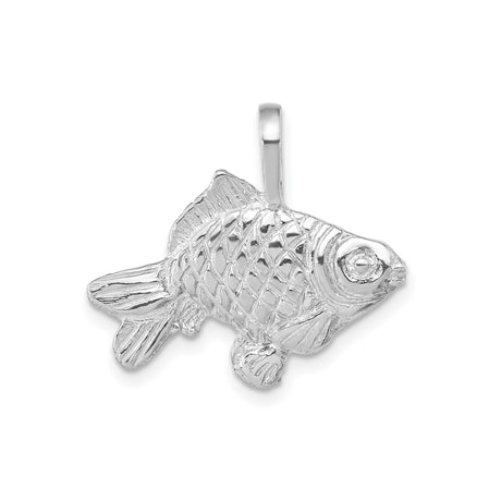 Sterling Silver Fish Pendant with Textured 3D Design, Christian Symbol of Faith and Abundance
