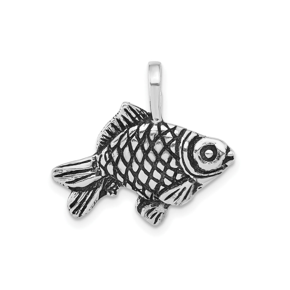 Sterling Silver Fish Pendant with Detailed Scales and Fins, Christian Ichthys Symbol Jewelry
