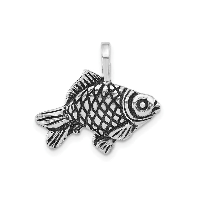 Sterling Silver Fish Pendant with Detailed Scales and Fins, Christian Ichthys Symbol Jewelry