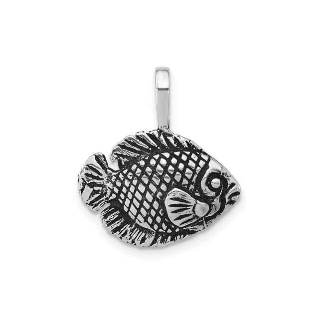 Sterling Silver Fish Pendant with Detailed Scales and Nautical Christian Theme