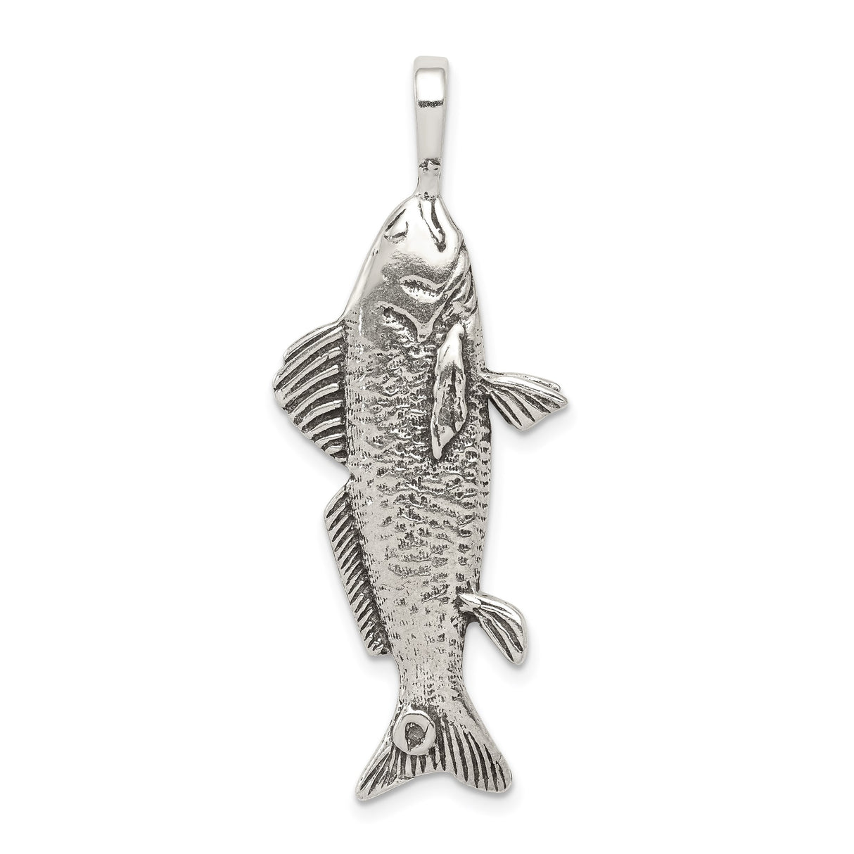 Sterling Silver Fish Pendant with Detailed Scales and Nautical Style for Men and Women