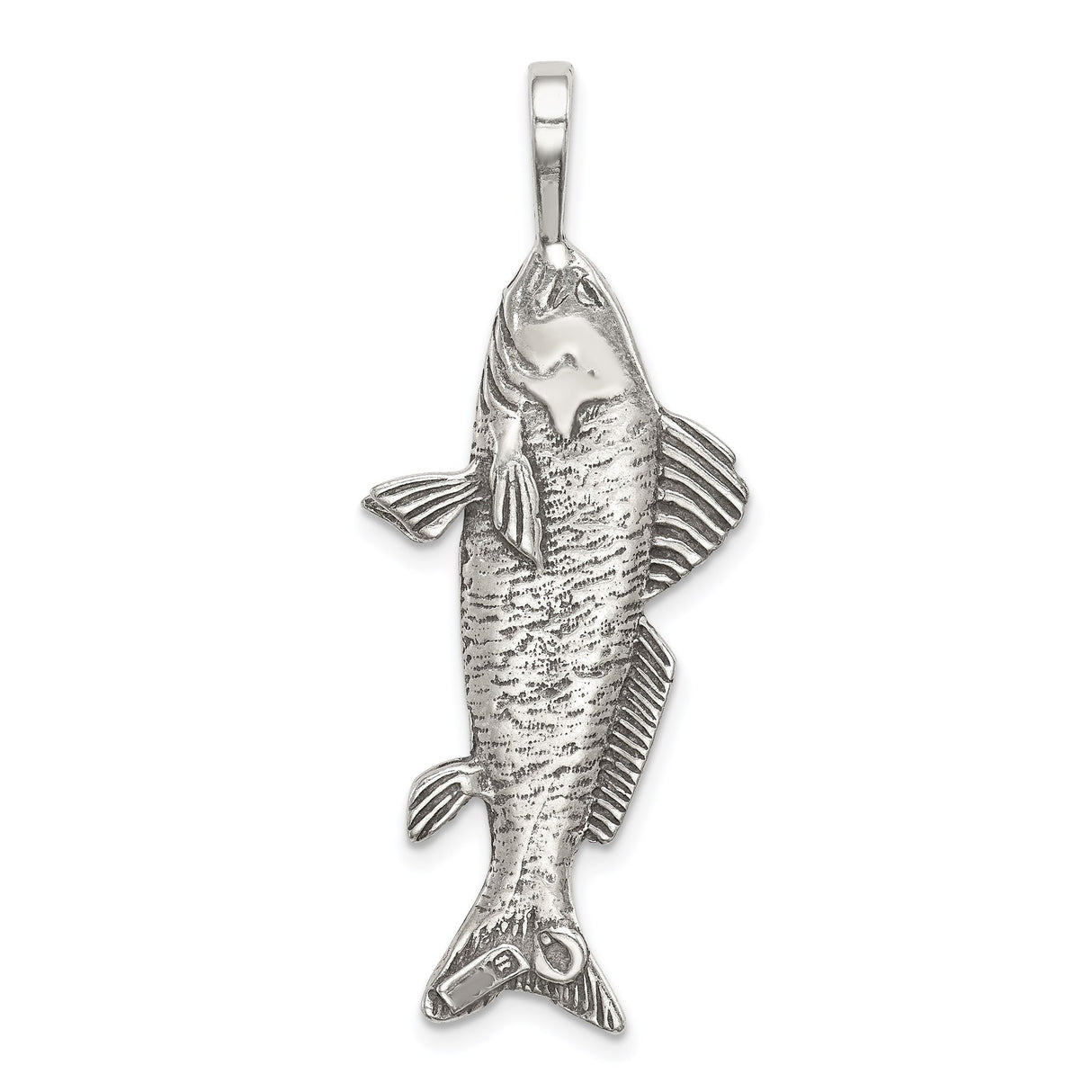 Sterling Silver Fish Pendant with Detailed Scales and Nautical Style for Men and Women