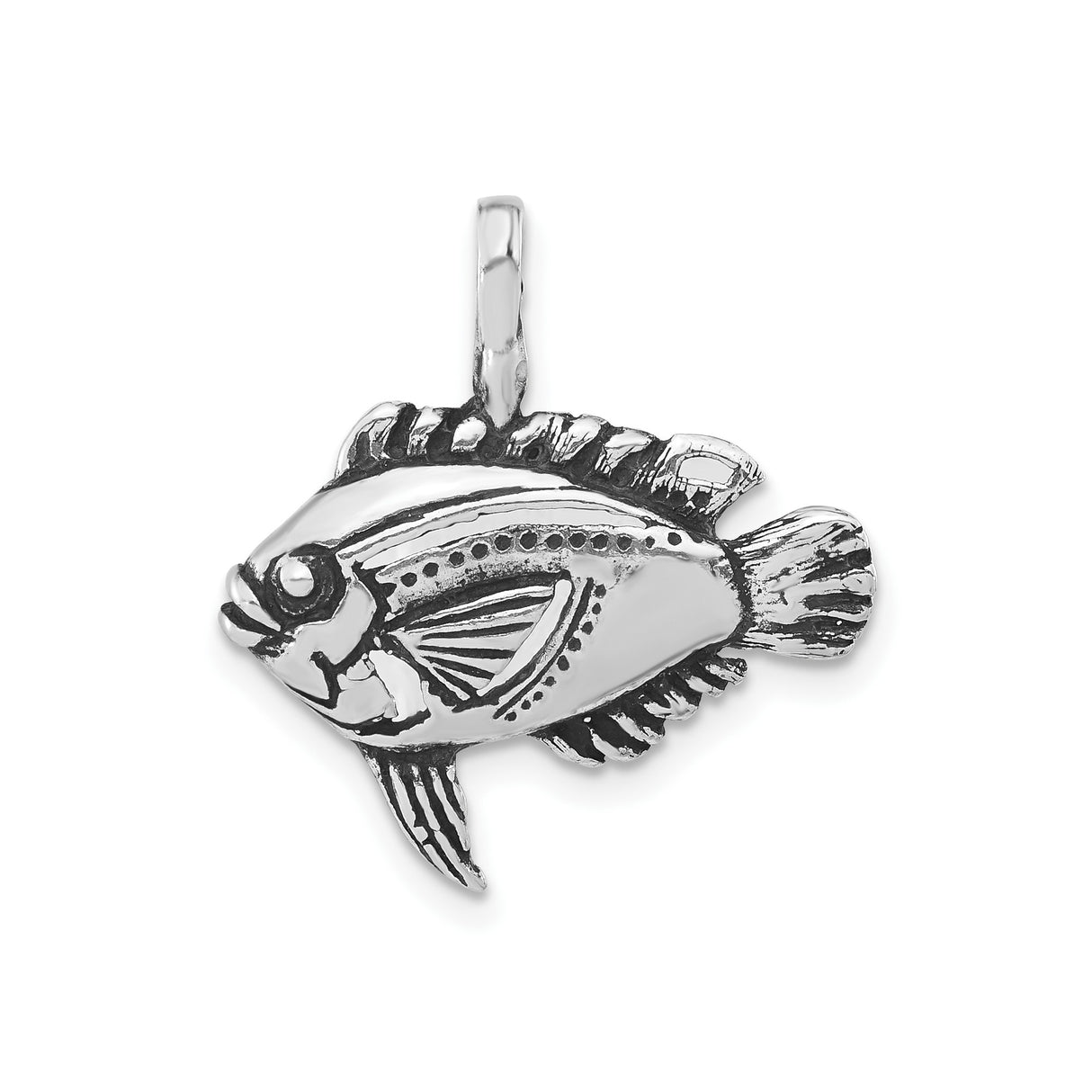 Sterling Silver Fish Pendant with Detailed Engraving, Nautical Ocean Charm for Women and Men