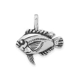 Sterling Silver Fish Pendant with Detailed Engraving, Nautical Ocean Charm for Women and Men