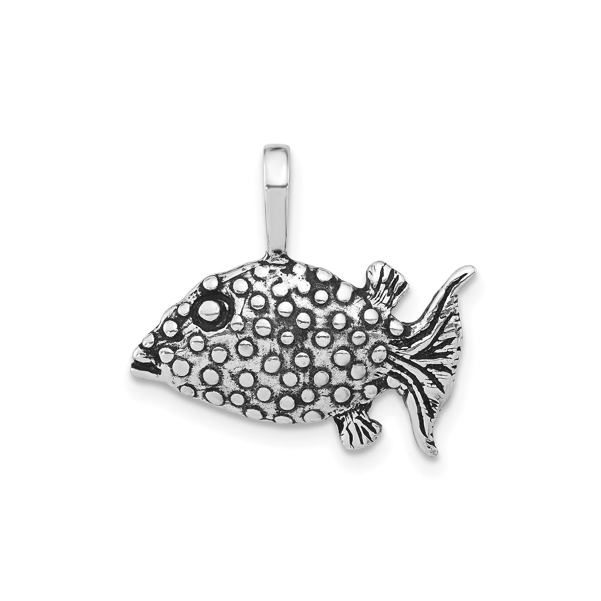 Sterling Silver Fish Pendant with Textured Scales, Nautical Ocean Theme