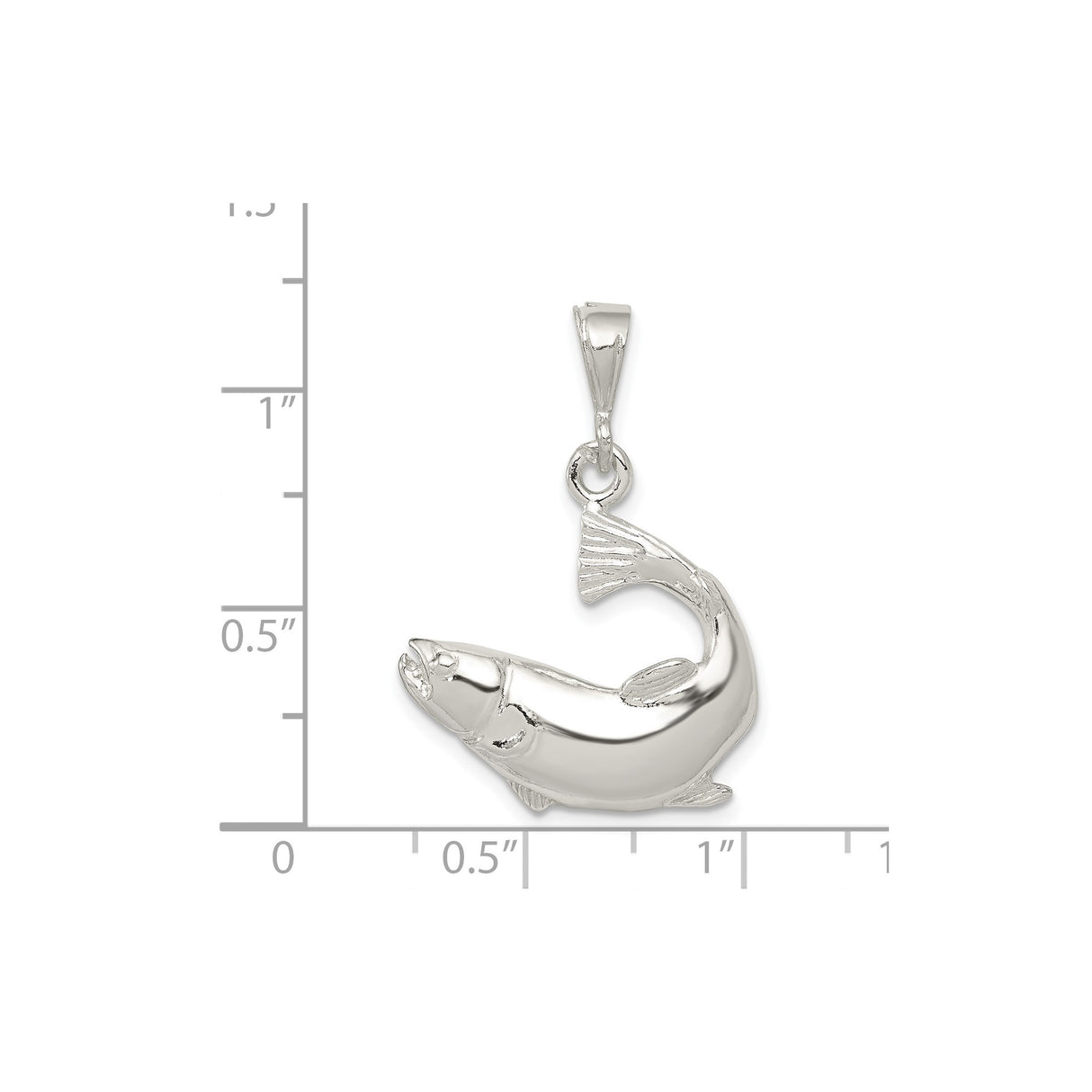 Sterling Silver Fish Pendant with Jumping Fish Design, Nature and Wildlife Inspired Charm
