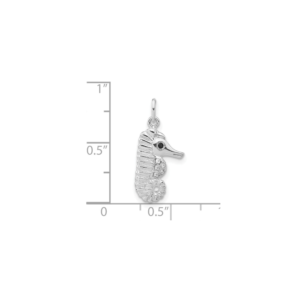 Sterling Silver Seahorse Pendant with Cubic Zirconia, Nautical Ocean Charm for Women