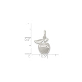 Sterling Silver Apple Charm Pendant with Leaf Detail, Three-Dimensional Nature Design