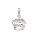 Sterling Silver Cupcake Pendant with Pink Frosting and Red Sprinkles, Whimsical Enamel Charm