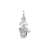 Sterling Silver Fruit Cart Pendant Charm with Canopy and Textured Design