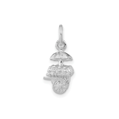 Sterling Silver Fruit Cart Pendant Charm with Canopy and Textured Design