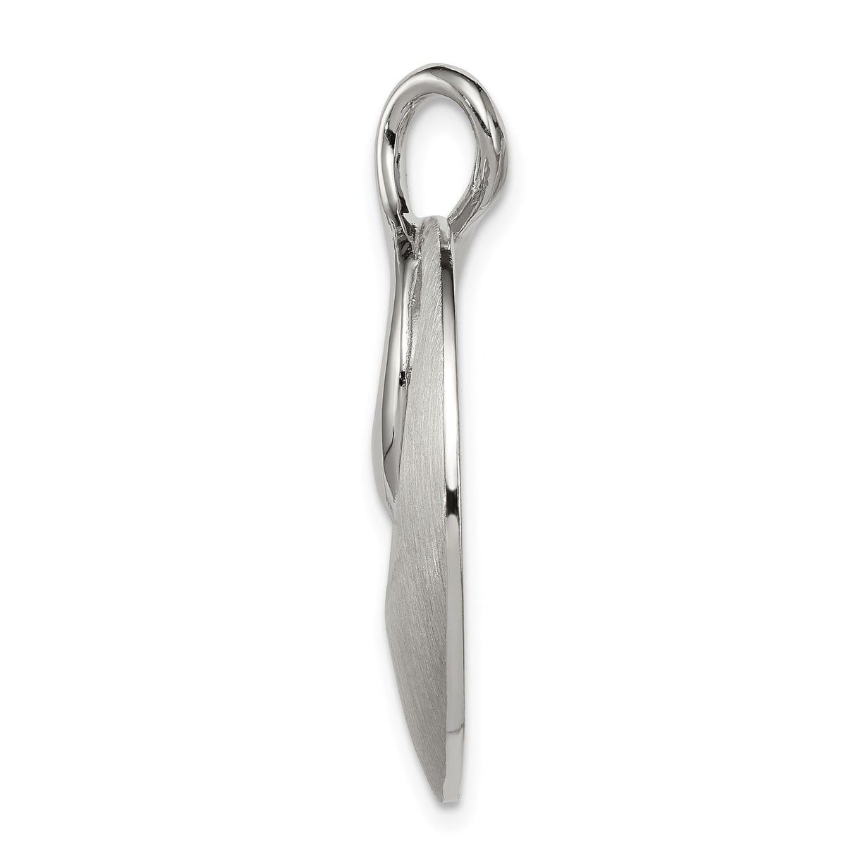 Sterling Silver Swirl Pendant with Brushed and Polished Finish, Modern Circular Abstract Design
