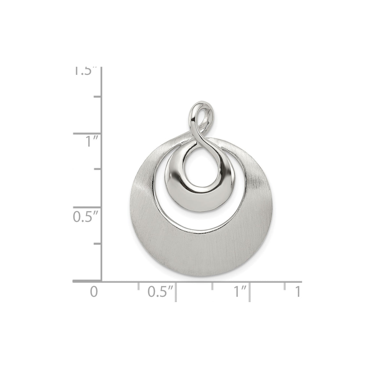 Sterling Silver Swirl Pendant with Brushed and Polished Finish, Modern Circular Abstract Design