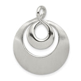 Sterling Silver Swirl Pendant with Brushed and Polished Finish, Modern Circular Abstract Design