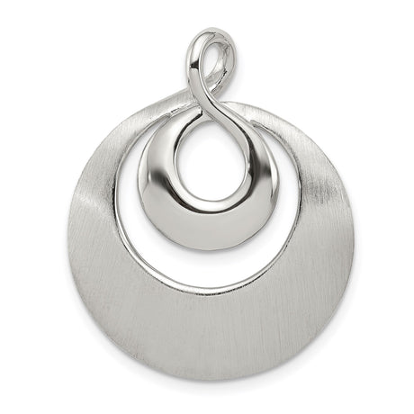 Sterling Silver Swirl Pendant with Brushed and Polished Finish, Modern Circular Abstract Design
