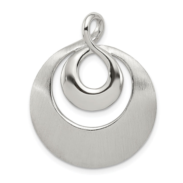Sterling Silver Swirl Pendant with Brushed and Polished Finish, Modern Circular Abstract Design