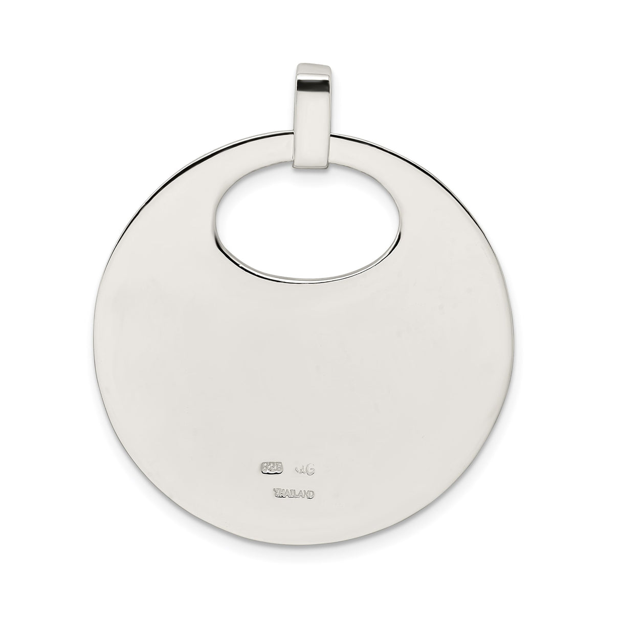 Sterling Silver Disc Pendant, Open Circle Charm, High-Polish Engravable Medallion for Women