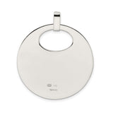 Sterling Silver Disc Pendant, Open Circle Charm, High-Polish Engravable Medallion for Women