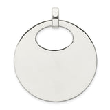 Sterling Silver Disc Pendant, Open Circle Charm, High-Polish Engravable Medallion for Women