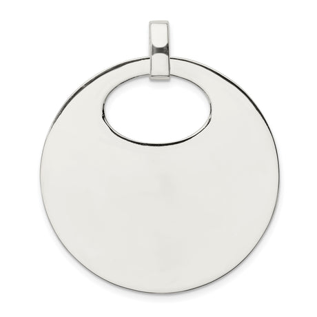 Sterling Silver Disc Pendant, Open Circle Charm, High-Polish Engravable Medallion for Women