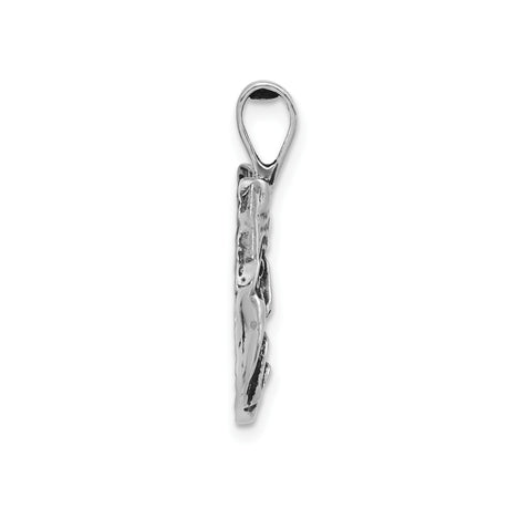 Sterling Silver Tragedy Mask Pendant with Carved Facial Detail, Theater Jewelry for Men and Women
