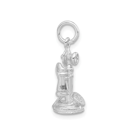 Sterling Silver Telephone Charm Pendant, Vintage Candlestick Phone Design for Women