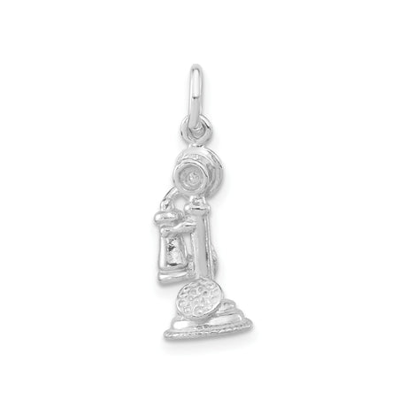 Sterling Silver Telephone Charm Pendant, Vintage Candlestick Phone Design for Women