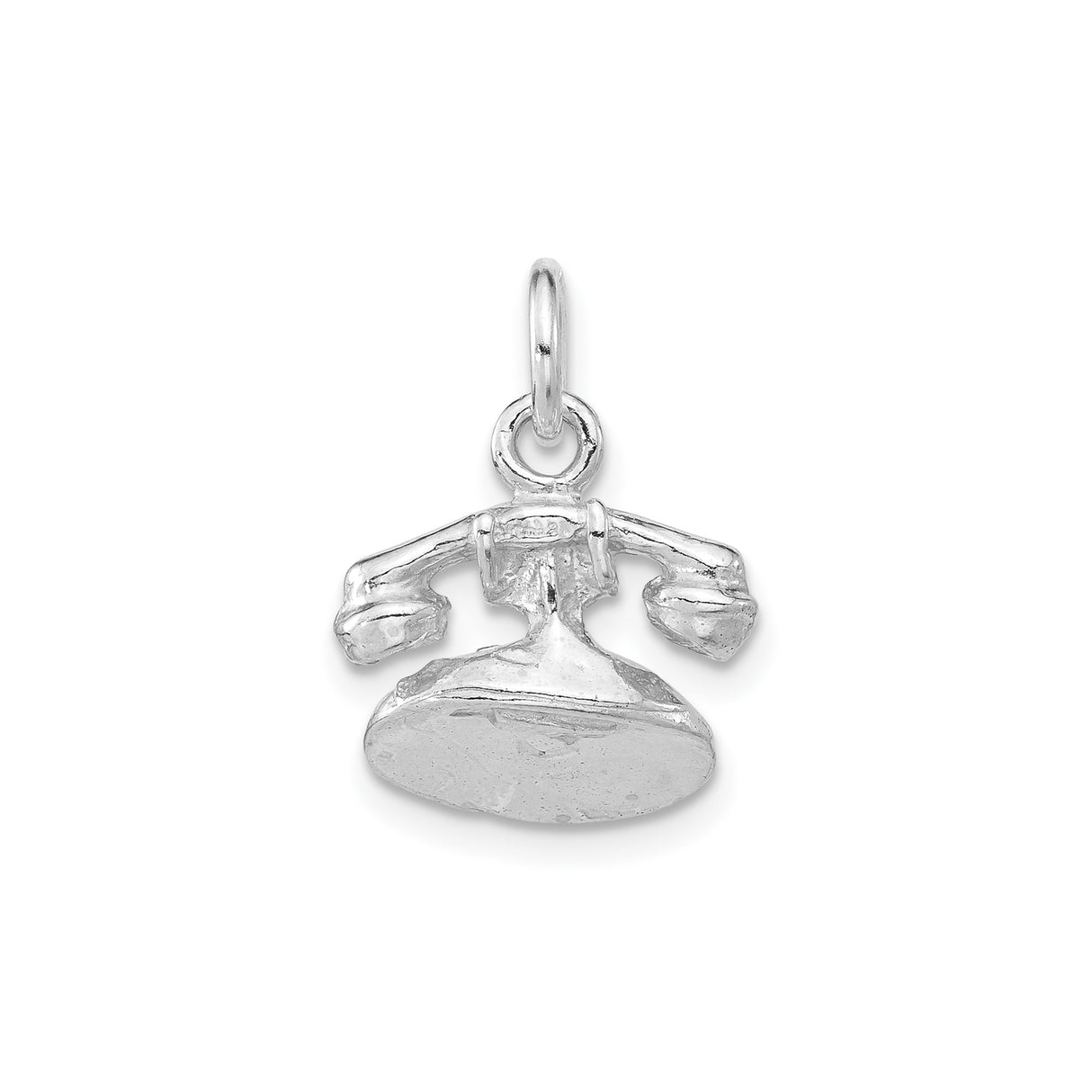 Sterling Silver Rotary Phone Charm Pendant with Vintage Retro Design
