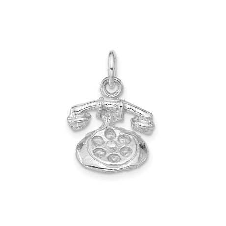 Sterling Silver Rotary Phone Charm Pendant with Vintage Retro Design