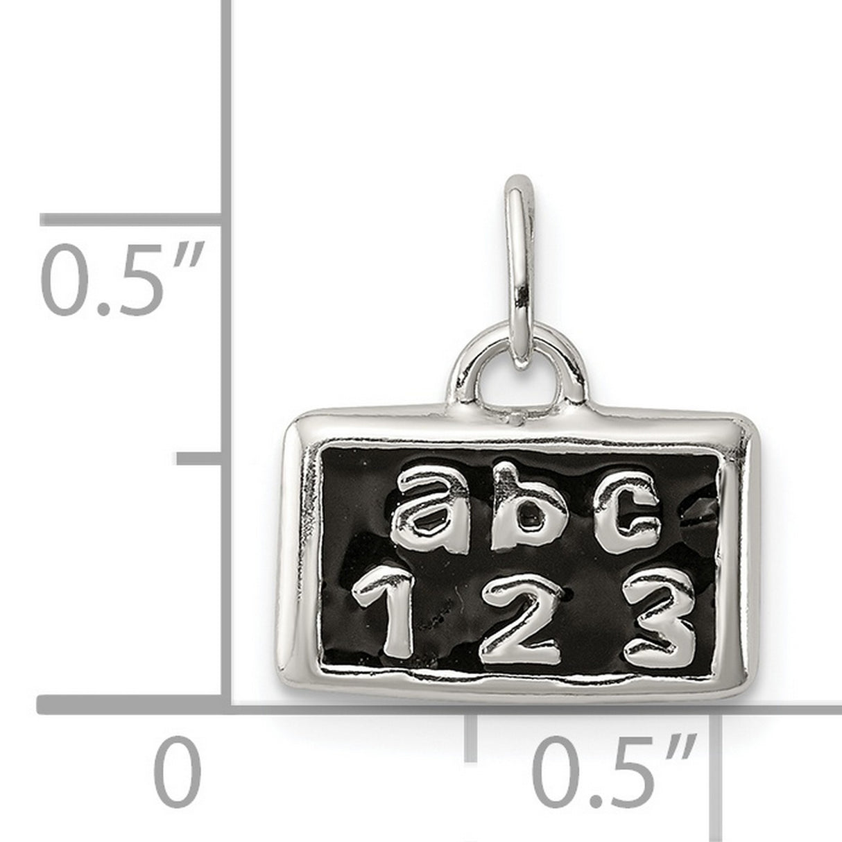 Polished Enamel ABC 123 Charm Pendant in Real 925 Sterling Silver