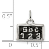 Polished Enamel ABC 123 Charm Pendant in Real 925 Sterling Silver