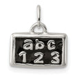 Polished Enamel ABC 123 Charm Pendant in Real 925 Sterling Silver