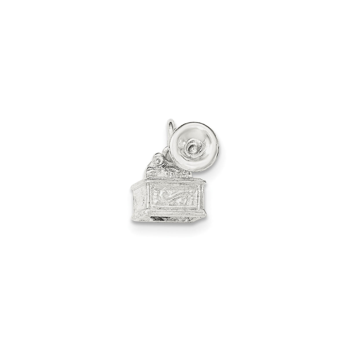 Sterling Silver Gramophone Charm Pendant, Retro Phonograph Design for Music Lovers