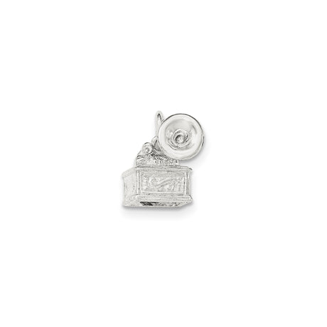 Sterling Silver Gramophone Charm Pendant, Retro Phonograph Design for Music Lovers