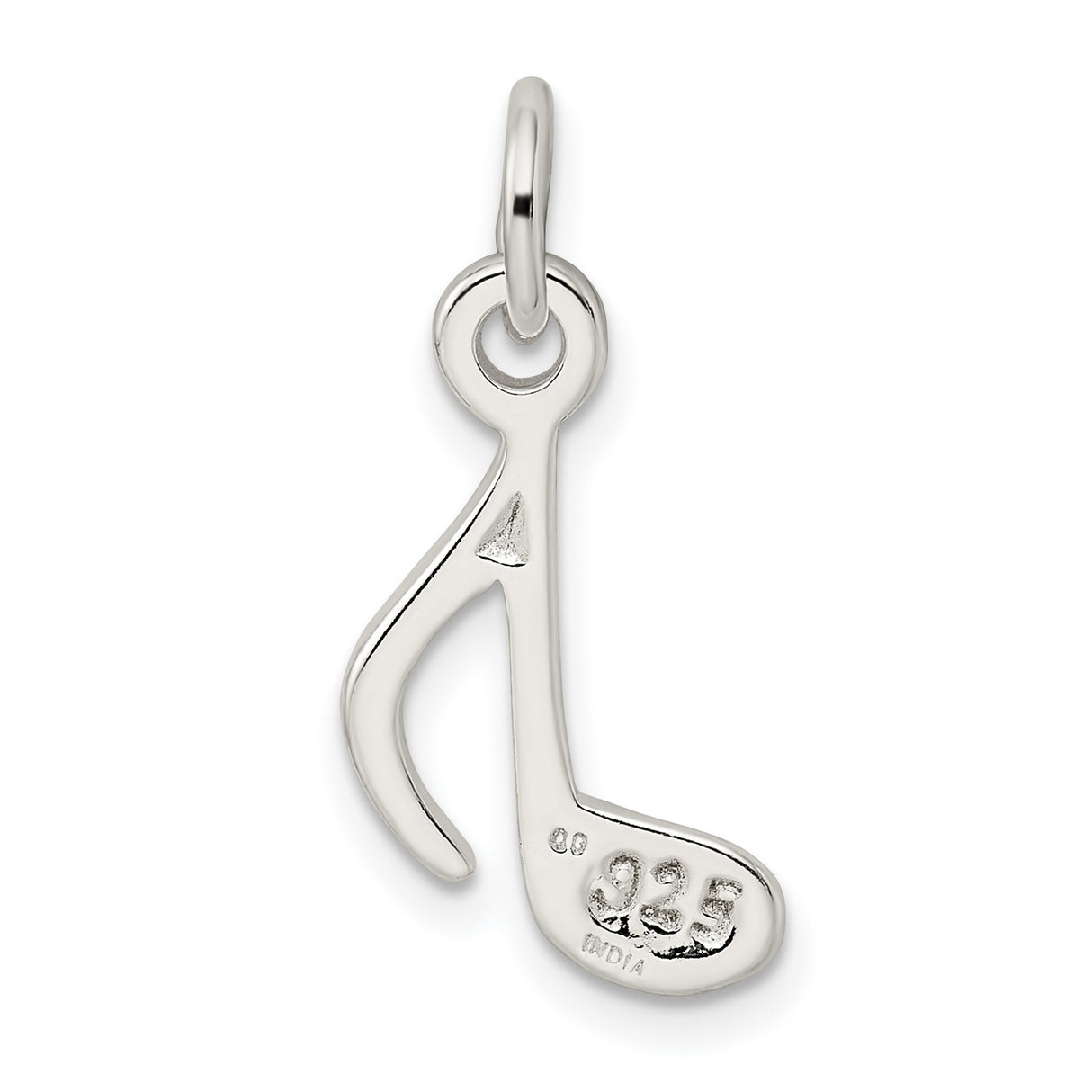 Polished Music Note Charm Pendant in Real 925 Sterling Silver