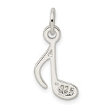 Polished Music Note Charm Pendant in Real 925 Sterling Silver
