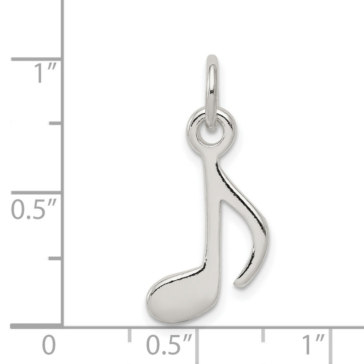 Polished Music Note Charm Pendant in Real 925 Sterling Silver