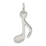 Polished Music Note Charm Pendant in Real 925 Sterling Silver