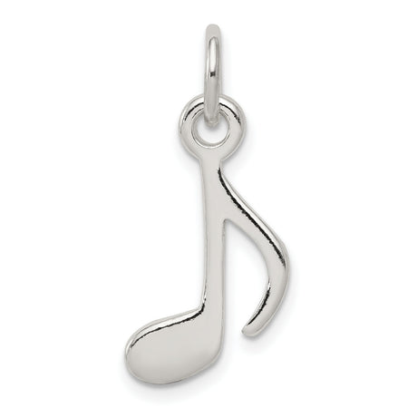 Polished Music Note Charm Pendant in Real 925 Sterling Silver