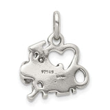 Sterling Silver Cheerleading Pendant with Heart and Megaphone, Cheer Spirit Charm for Women and Girls