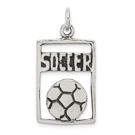 Sterling Silver Soccer Pendant with Bold Engraving and Detailed Ball Design