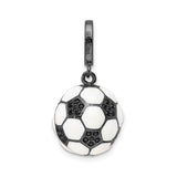 Sterling Silver Soccer Ball Pendant Charm with Black and White Enamel Detailing