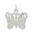Sterling Silver Butterfly Pendant with Openwork Wings, Nature-Inspired Charm for Women