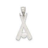 Sterling Silver Baseball Pendant with Crossed Bats and Ball Design, Athletic Charm