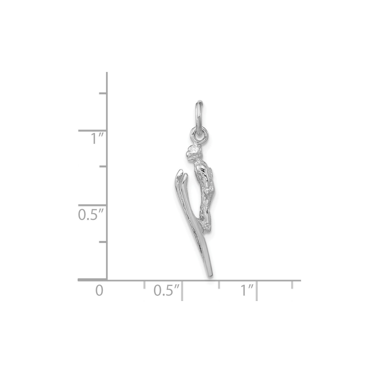Sterling Silver Skier Pendant, 3D Mid-Jump Ski Charm, Alpine Sports Jewelry