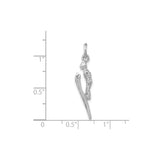 Sterling Silver Skier Pendant, 3D Mid-Jump Ski Charm, Alpine Sports Jewelry