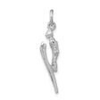 Sterling Silver Skier Pendant, 3D Mid-Jump Ski Charm, Alpine Sports Jewelry