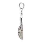 Sterling Silver Basketball Pendant with Detailed Backboard and Hoop Design
