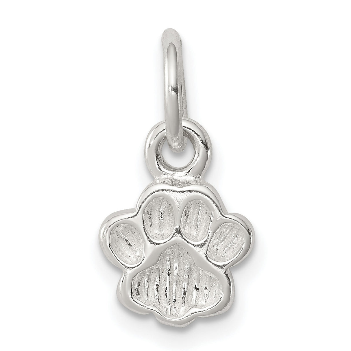 Sterling Silver Paw Print Charm Pendant, Detailed Animal Paw Design, Pet Memorial Jewelry